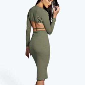 Olive green Midi dress